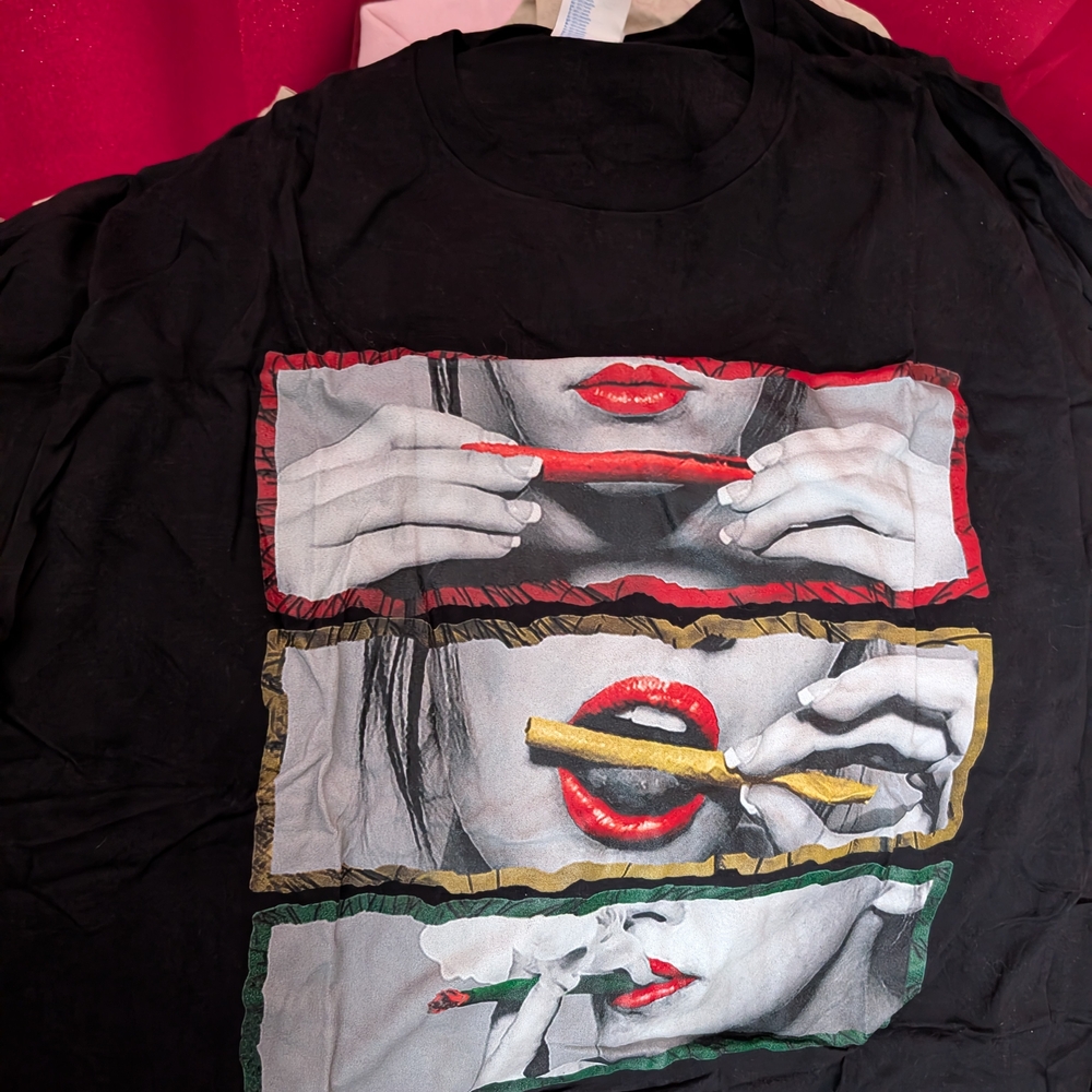 Graphic Tee with Red and Yellow Accents